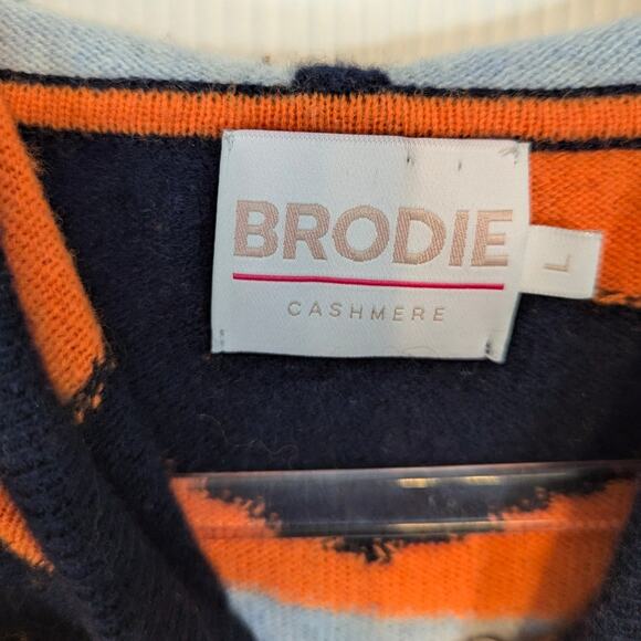 Brodie Cashmere Chloe Hoodie Camo Print Navy Orange Gray Size Large - Picture 3 of 8